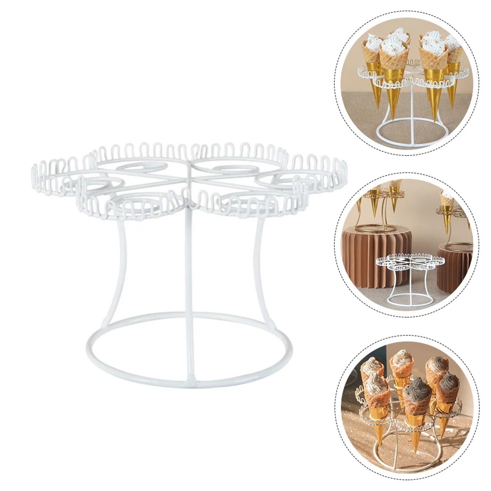 Support pour CôNes De Glace Table à Desserts Support de Maintien de crème glacée en métal présentoir à cône Support de cône de crème glacée(Golden)
