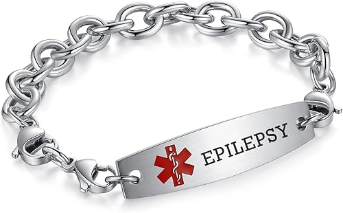 Miniatura 205 de Brazaletes de alerta médica ajustables de 7.5" a 9" para mujer/hombre, de acero inoxidable, intercambiables