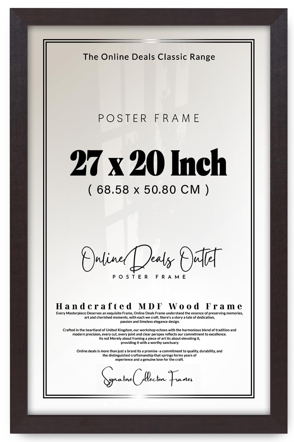 Online Deals | MDF Picture Frame (68.58 x 50.80 CM) 27 x 20 Inch for Professional Certificates, & Family Portraits, Stylish MDF Build, Vertical & Horizontal Hanging Hooks [ Mahogany ]