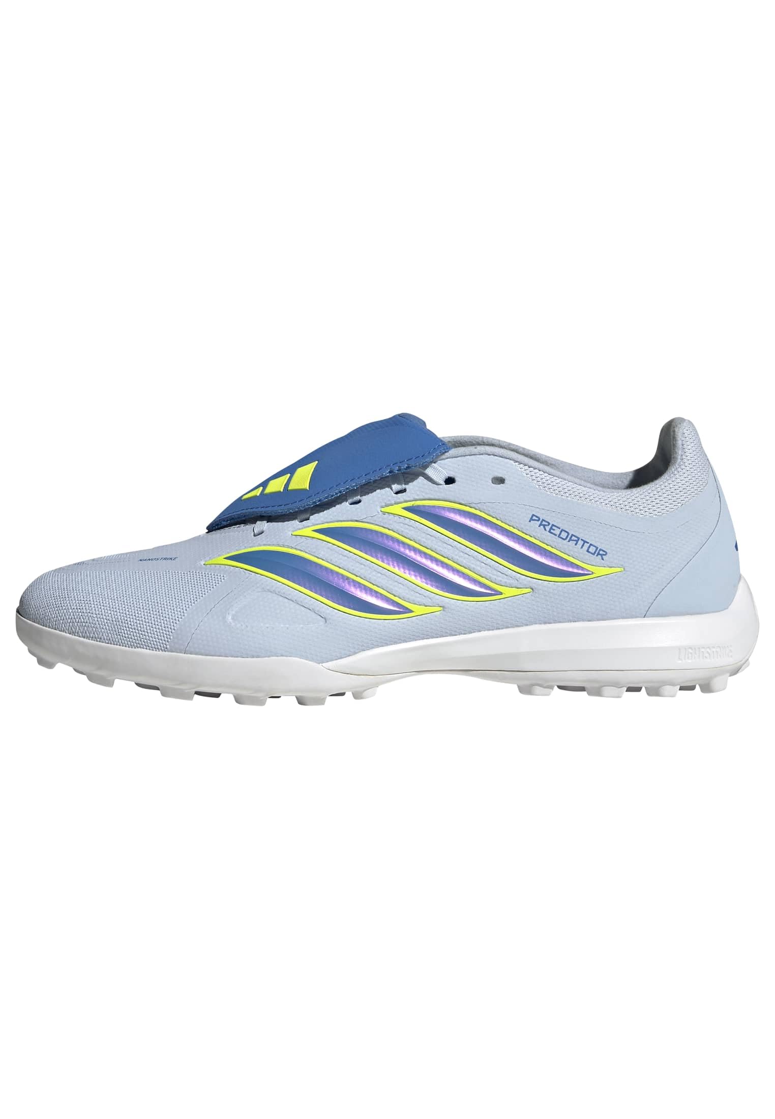adidas Unisex Predator League Fold-Over Tongue Turf Football Shoes, Crystal Sky/ray Blue/Team Solar Yellow 2, 11 UK