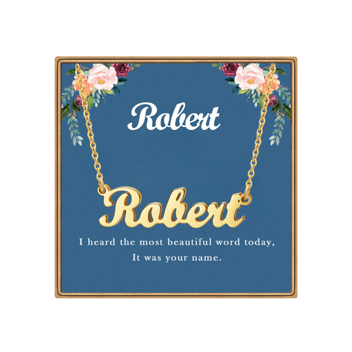 LdurianName Necklace Personalized, Customized Name Plate Necklace,14K Gold Plated Personalized Dainty Name Necklace for Women Girl, Birthday Jewelry Gift for Women