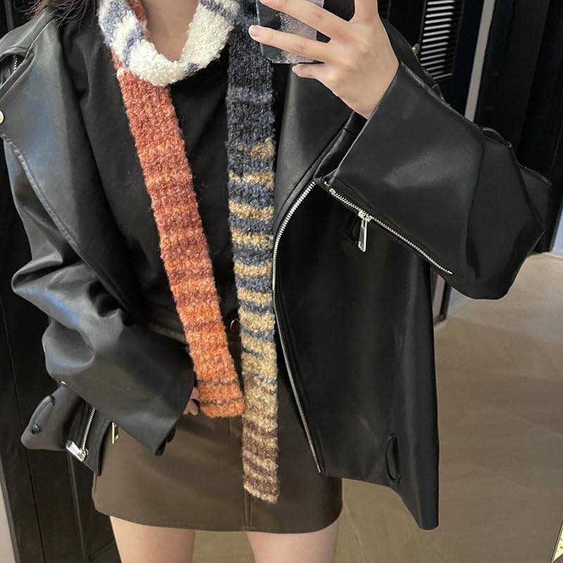 LABANCA Women Skinny Stripped Scarf Winter Long Skinny Colorful Scarf Y2k Neckerchief Knitted Necktie3