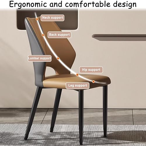 Miniatura 4 de YVYKFZD Juego de sillas de comedor de cuero, silla de comedor con respaldo curvado y patas de metal, sillas de cocina tapizadas, silla de sala de