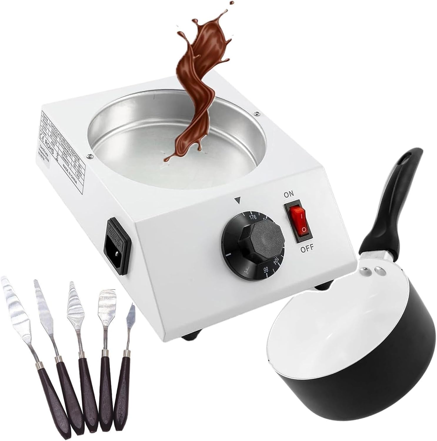 Electric Chocolate Melter Heater,Single Pan Chocolate Melting Pot Machine,Non-Stick Pot Tempering Cylinder Melter Pan, Electric Chocolate Warmer Baking Chocolates Machine