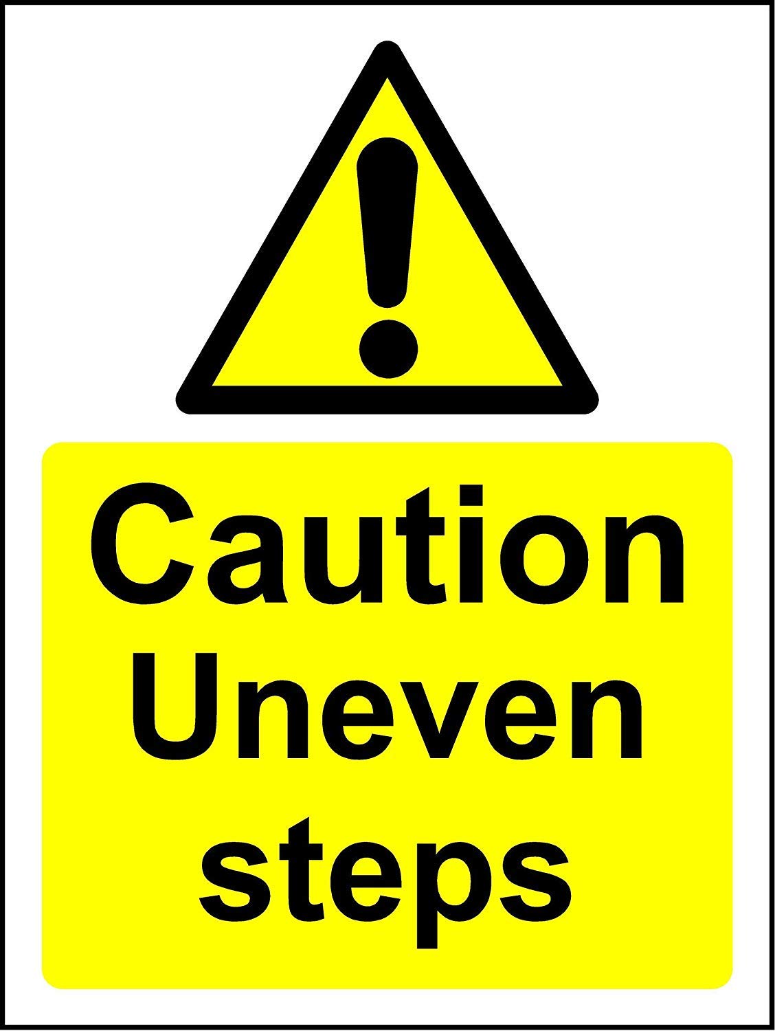 Kpcm Display Ltd Yellow Caution Uneven Steps Sign - 1.2Mm Rigid Plastic 200Mm X 150Mm