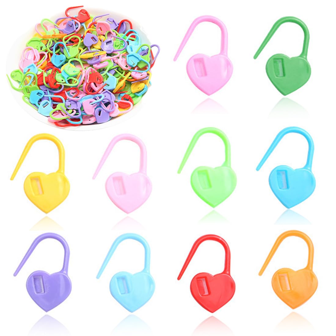 EIR 150 Piezas Marcadores Crochet,Forma de Amor,Marcadores Punto Ganchillo,Marcadores de Puntos ​Crochet,Anillos Marcadores de Punto,Bloqueo Clip Puntada,Marcadores para Tejer y Crochet,Colorido