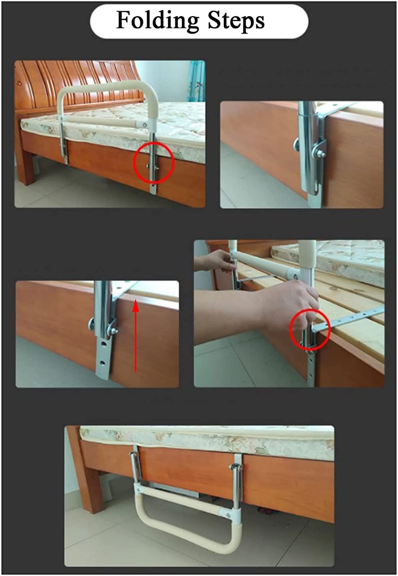 Sponda di sicurezza per letto con maniglia per anziani Anziani per adulti Sponda protezione pieghevole Comodino per ospedale Maniglione Paraurti Handicap Supporto medico Canna Dispositivi assistenza