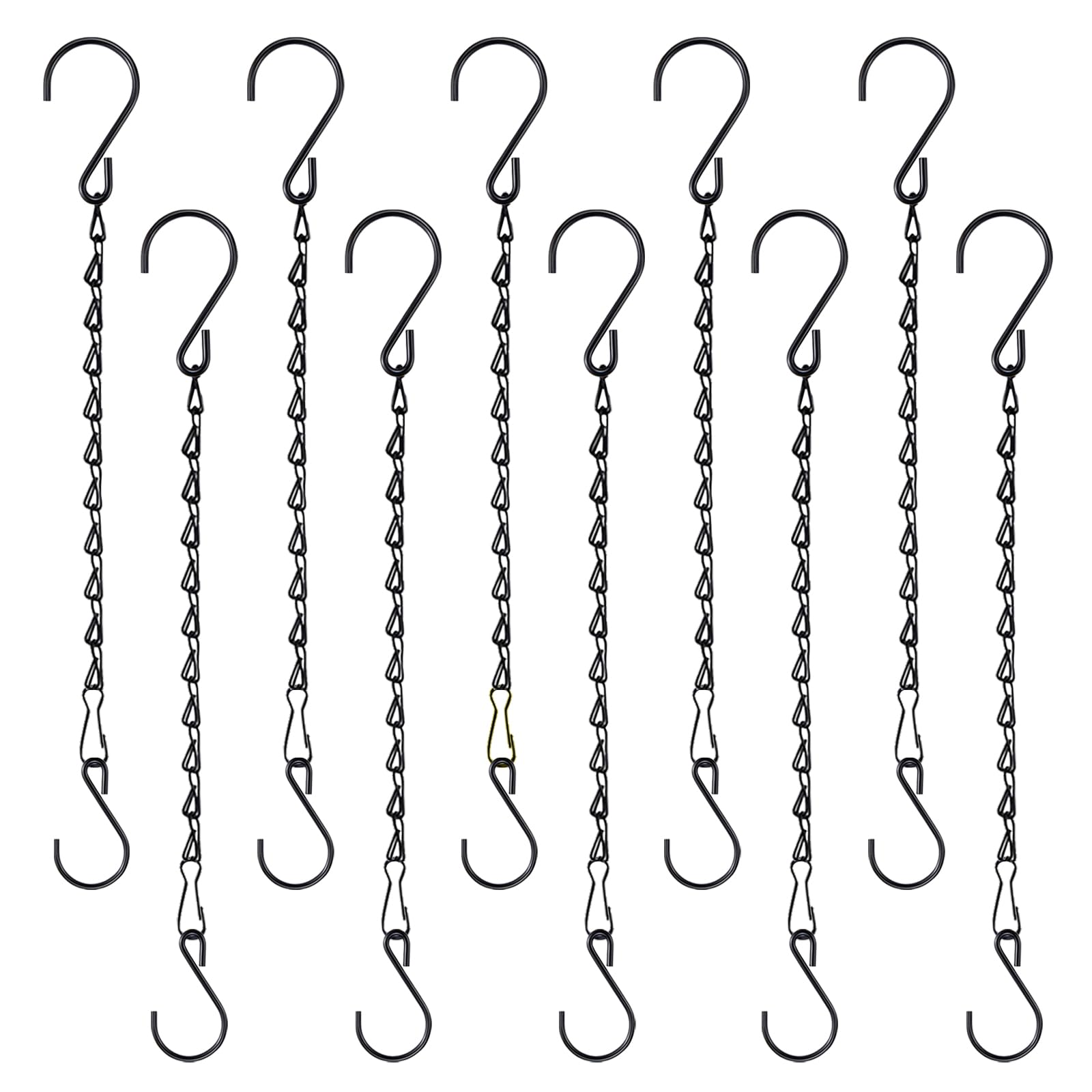 RIFNY Black Hanging Basket Chain, 10 Pcs 10 inch Decorative Plant Hanging Chains with Hooks, Adjustable Replacement Plant Hanger Chain to Hang