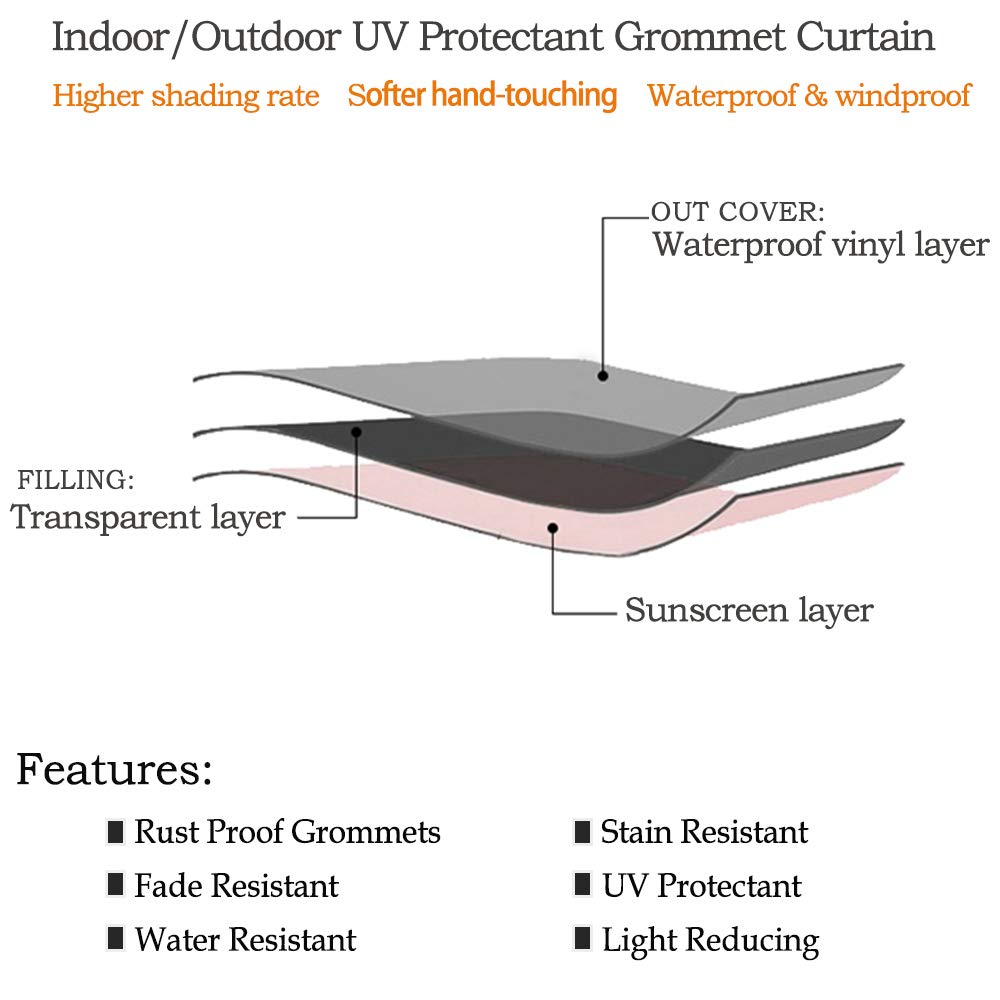ele ELEOPTION Lot de 2 Rideaux d'extérieur imperméable, Opaque, Coupe-Vent, Protection UV, Rideaux pour Balcon, Jardin et Cour (Marron, 137 x 275 cm)
