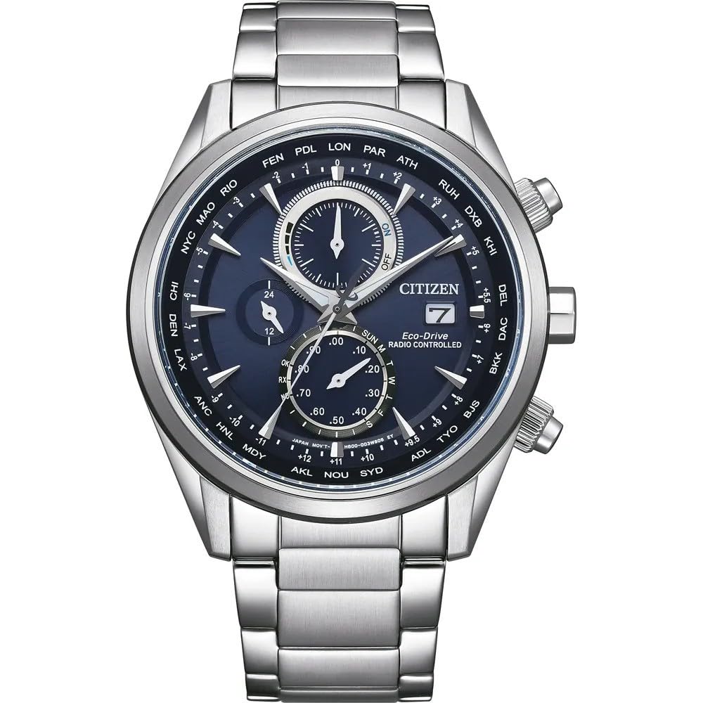 Citizen Men's Stainless Steel/Steel 100M Dark/Blue Chronograph A-T Eco-Drive Bracelet Watch - W38475 At8260-85L