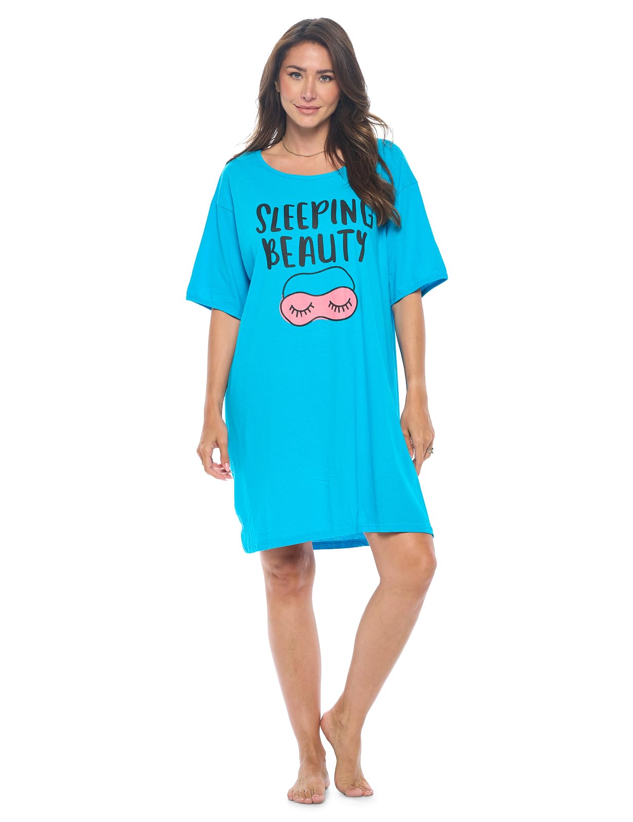 Casual Nights Short Sleeve Nightgowns for Women - Sleep Shirts Soft Cotton Blend Oversized One Size Dorm Night Shirts