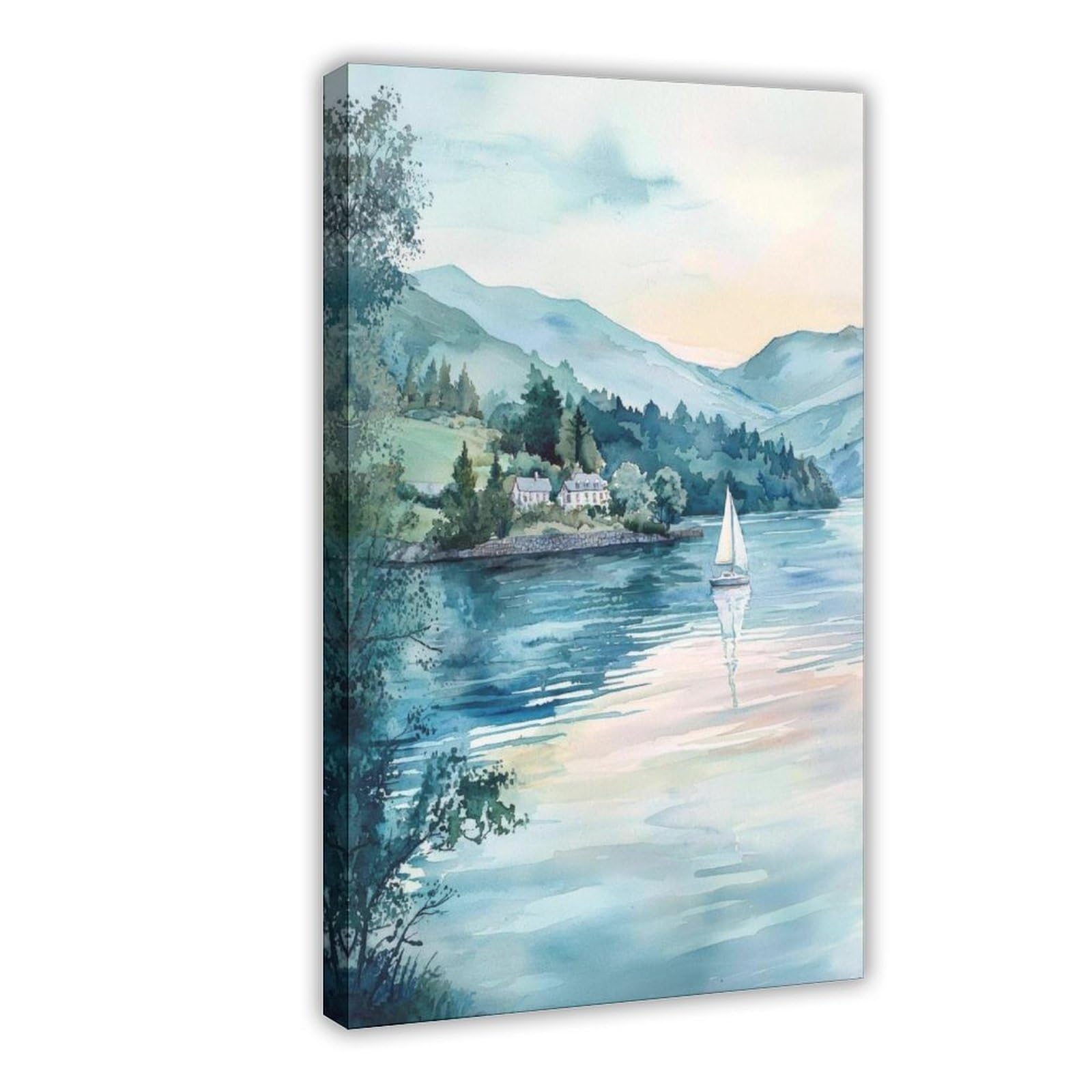 Qogdaf Windermere Watercolor Lake District Canvas Poster Wall Art Decor Print Picture Paintings For Living Room Bedroom Decoration 16X24inch(40X60cm)