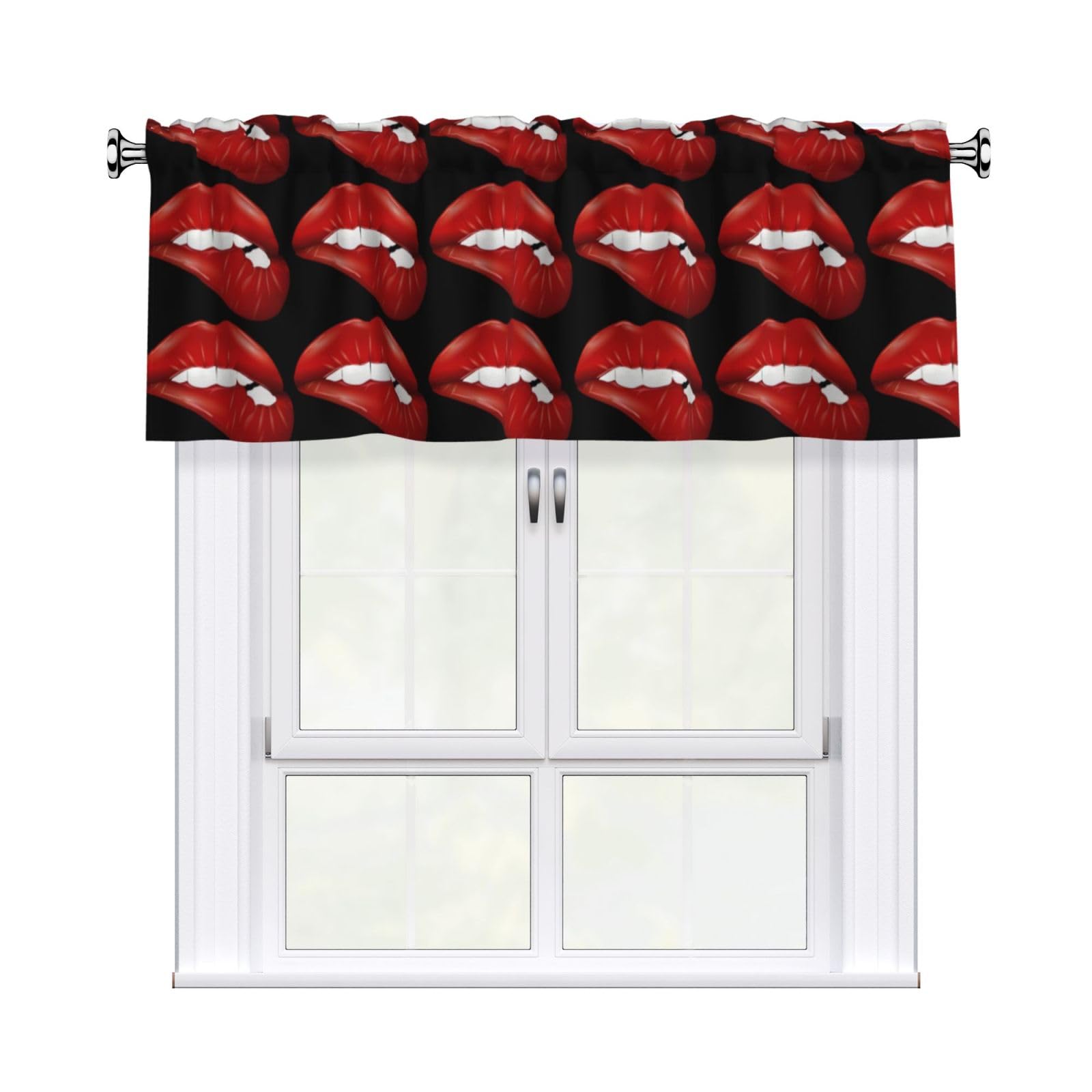 WHJDPP Lip Prints Charming Kitchen Window Cover – 54x18 Inch Peach Skin Valance with Decorative Print