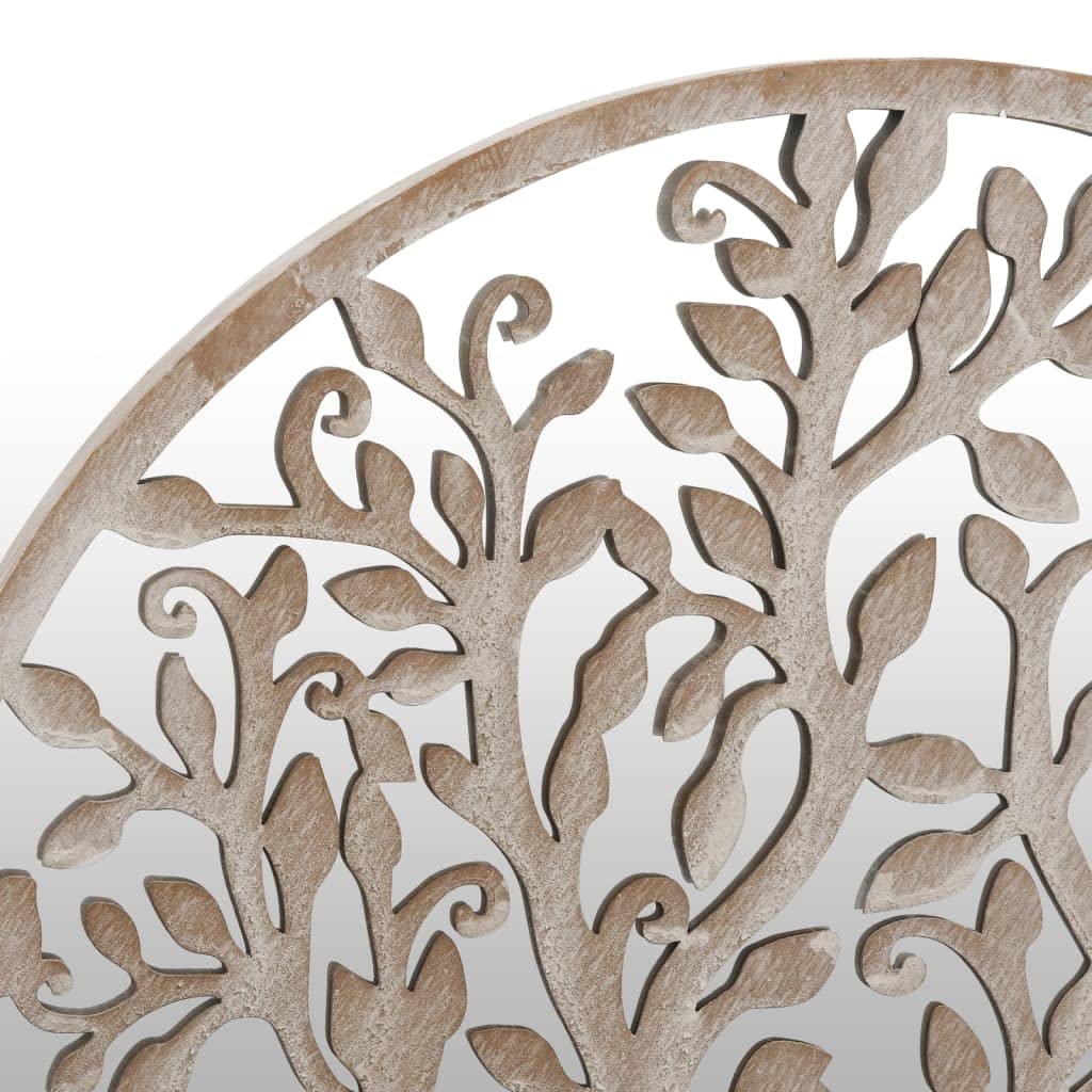 Espejo de jardín redondo de 40 x 2,5 cm, de hierro, diseño de árbol, espejo de pared para decoración de jardín, montaje en pared con agujero premontado para reflexión de la luz
