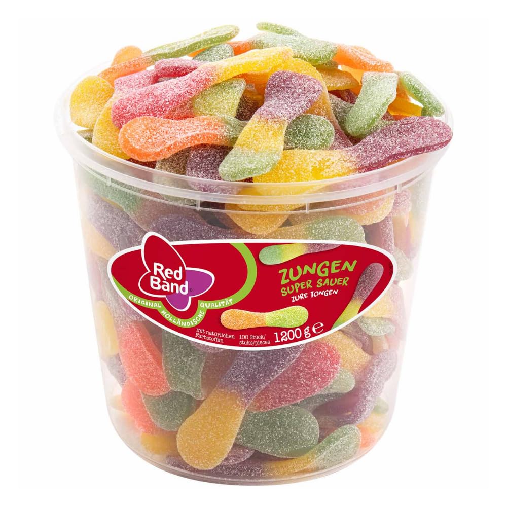 Nohawa 3x 1,2 Kg Red Band Fruchtgummi Zungen super Sauer Vorteilspack