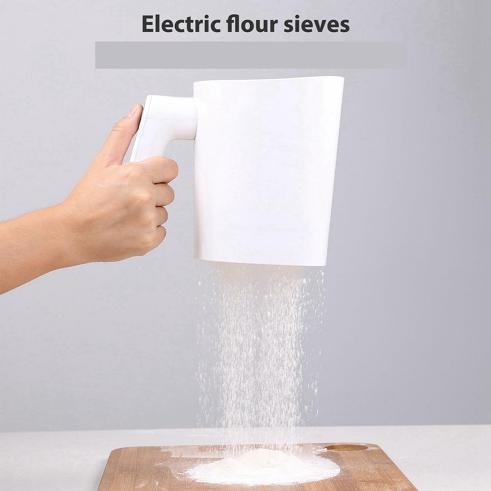 2X Tamizador Eléctrico de Mano para Harina, Polvo de Azúcar Glaseado, Tamiz de Harina de Acero Inoxidable, Tamiz en Forma de, Herramienta para Pastelería de Cocina