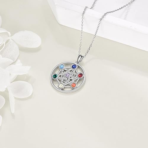 Miniatura 3 de YFN Collar de plata de ley con 7 chakras, colgante de piedras preciosas espirituales, joyería de yoga para mujeres y hombres