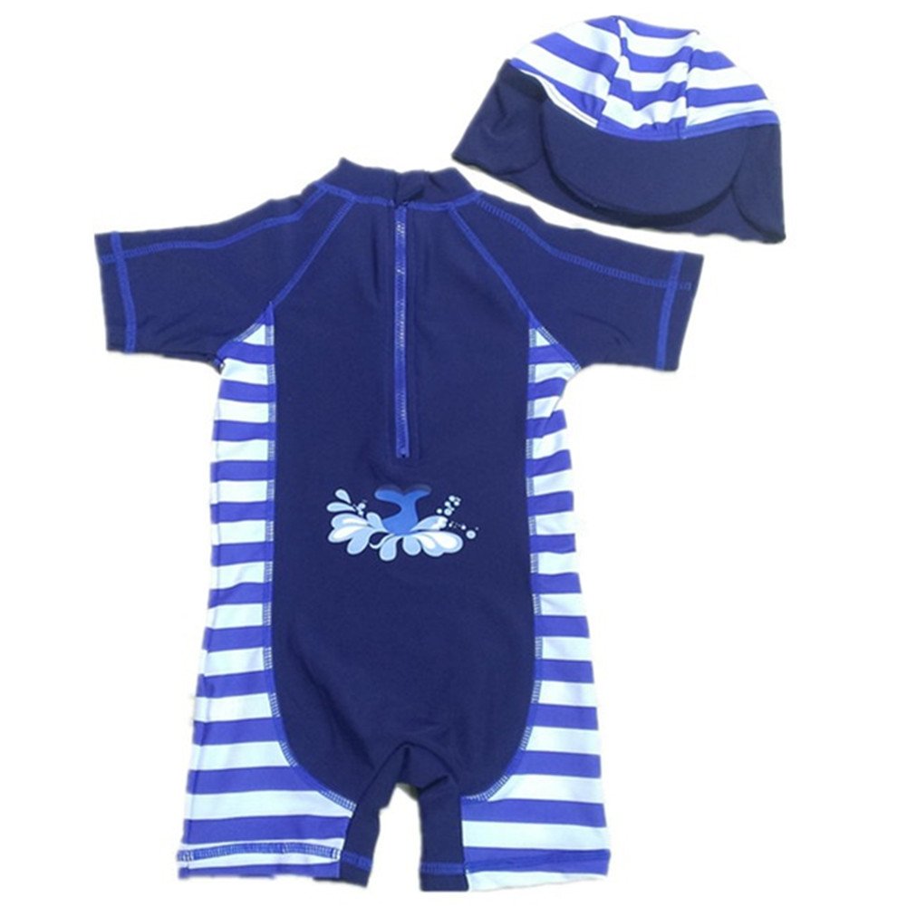 Traje de Baño para Niños Bañador Una Pieza Bebé Manga 3/4 UPF Protección Solar UV Natación con Gorro