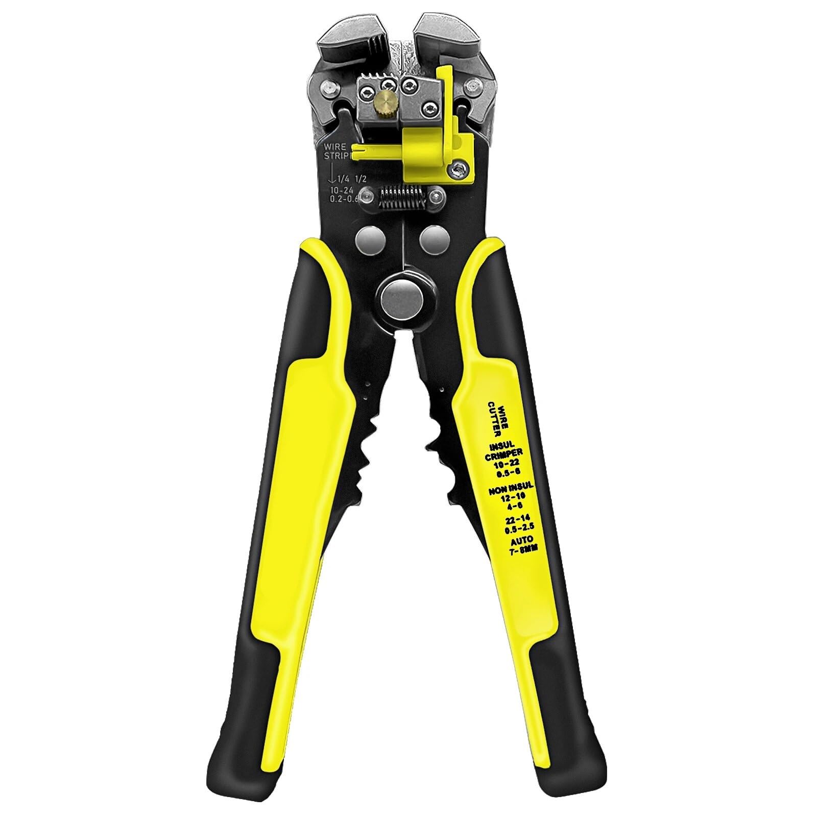 Herramienta profesional for electricistas, pelacables, cortador, crimpadora, alicate pelacables automático, 1 unidad(Yellow)