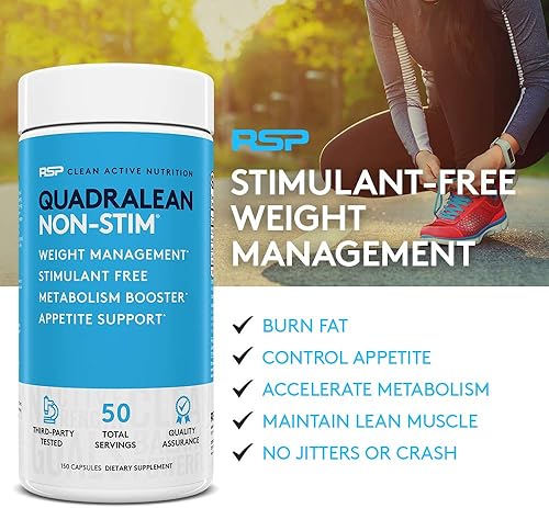 Miniatura 3 de RSP Nutrition QuadraLean - Control de peso sin estimulantes refuerzo del metabolismo apoyo de energía y apetito - CLA L-carnitina extracto de té