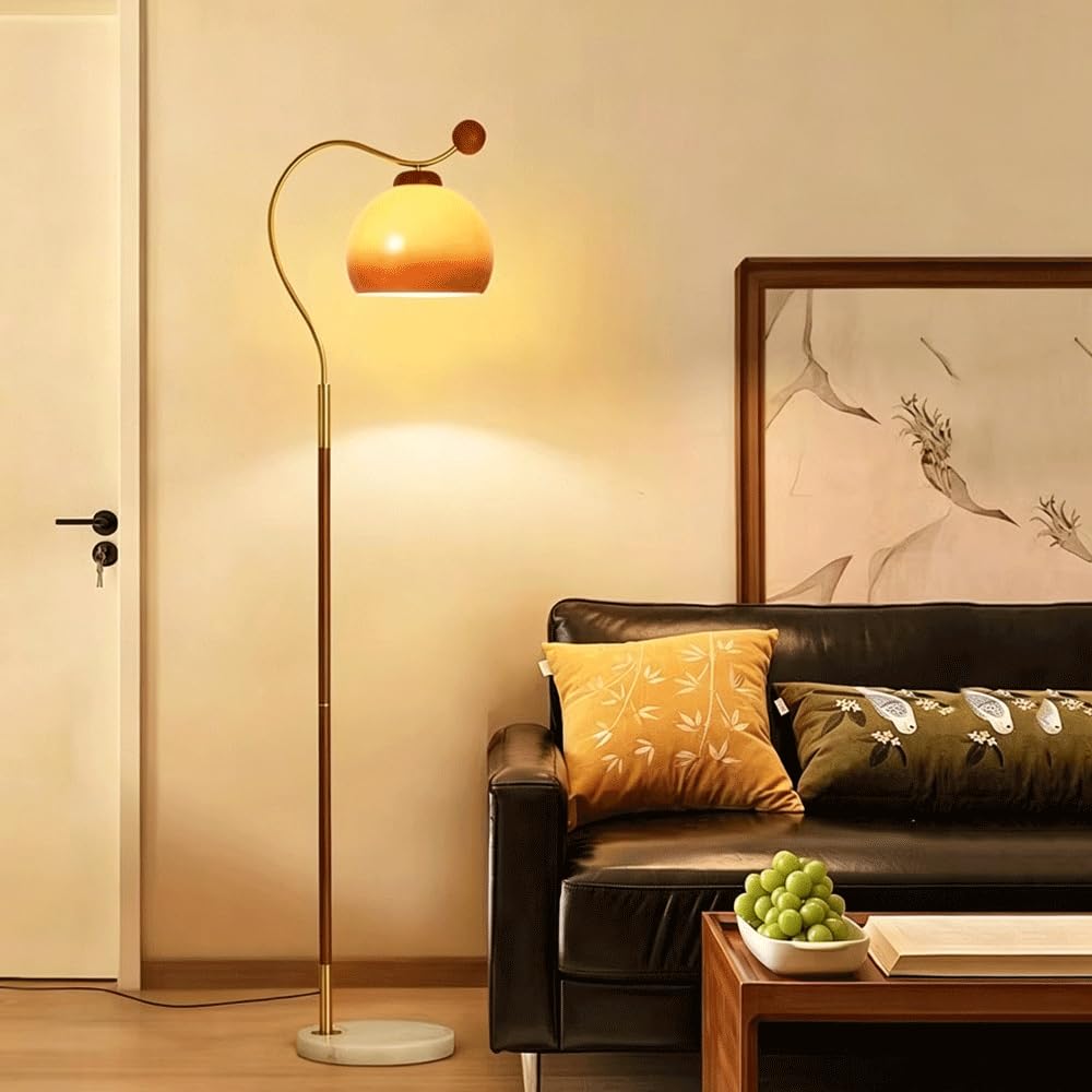 Lampadaire salon design orange moderne Mid-Century avec ampoule tricolore réglable 12W