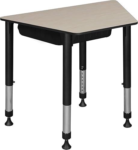 Regency - Mesa de estudiante con trapezoidal ajustable de altura con almacenamiento, 35.8 x 22.8in, color gris