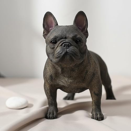Miniatura 4 de Comfy Hour Figura de bulldog francés de pie de 6 pulgadas, estatua realista de animal francés, coleccionable para perro para estante de oficina