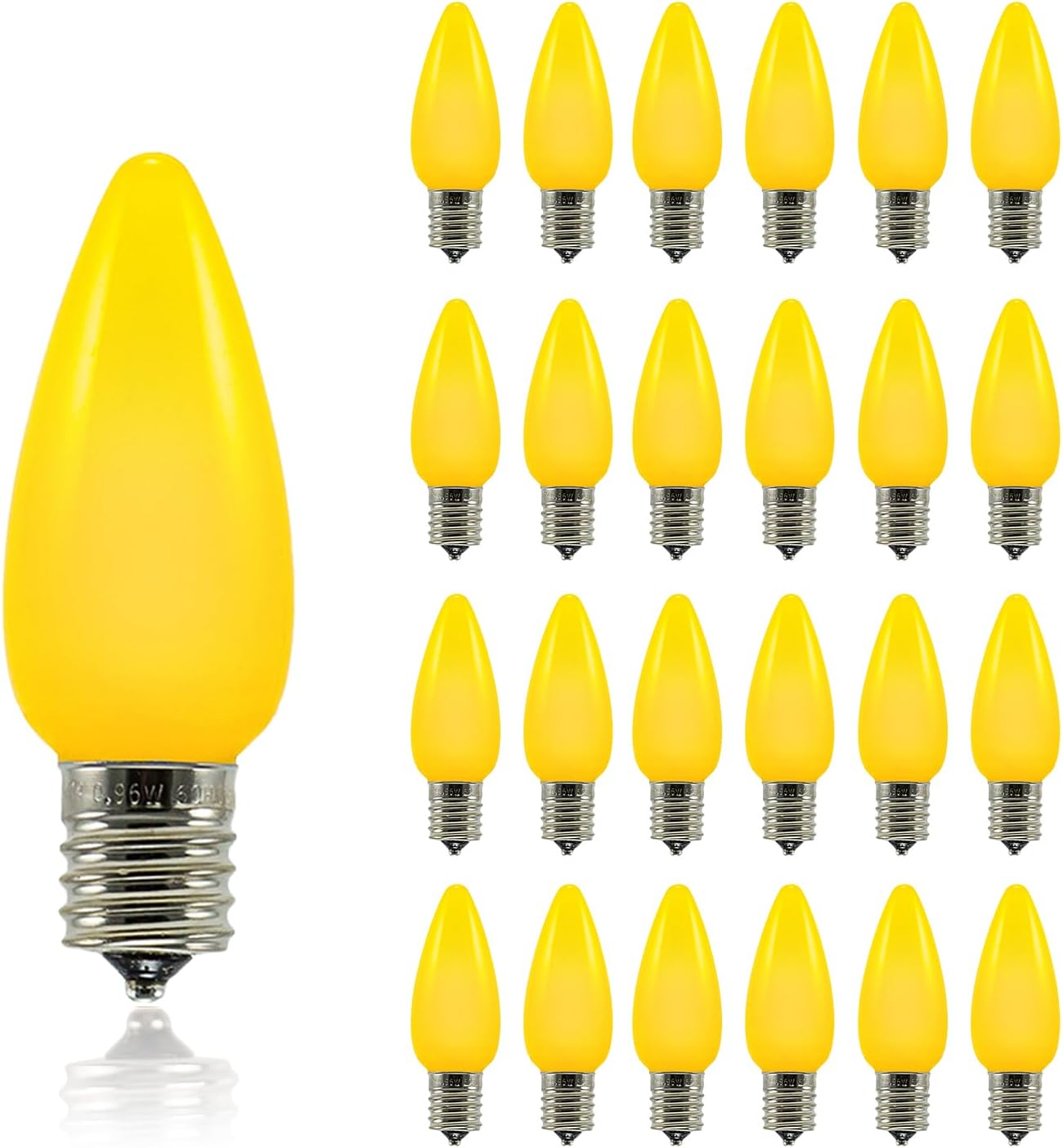 Pro Christmas SMD C9 LED Retrofit Bulb - Pro Pack of 25 Bulbs - Dimmable Energy Efficient Outdoor Waterproof Lighting for Holiday Decor, Christmas Trees - Frosted Smooth - Yellow