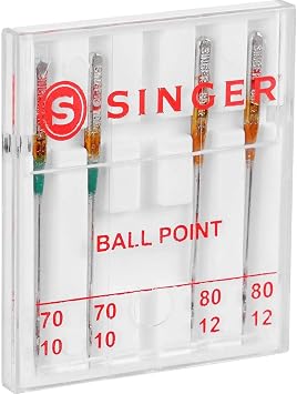 SINGER 4847 Universal Ball Point Machine Needles, Size 70/10, 80/12, 4-Count