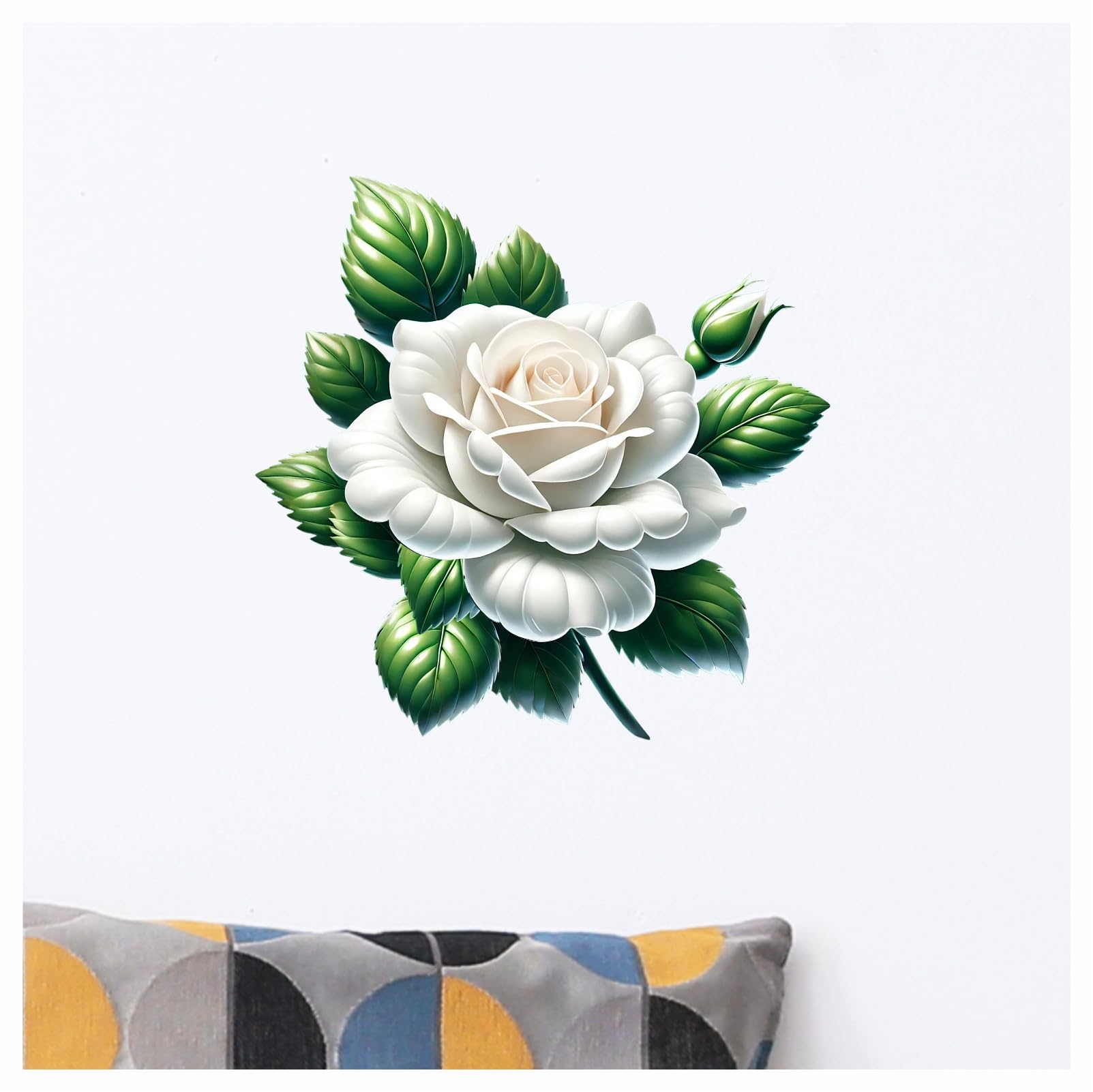 x4 White Rose Flower Vinyl Stickers Cover Marks Non Transparent Waterproof Floral Art Decals 1@ 20cm Tall Ideal for Toilets or car. 3@ 7cm Tall Ideal for Phone case Cups & Wine Glass (Rose White) - Image 4