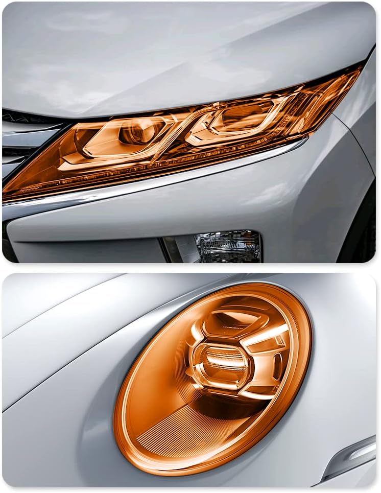 12 X 48inch Car Light Tint Film, Cuttable&Stretchability Car Headlight Taillight Fog Light Vivid Vinyl Wrap Protector,Non-Marking Self-Adhesive Decals Car Decor (Orange) image 3