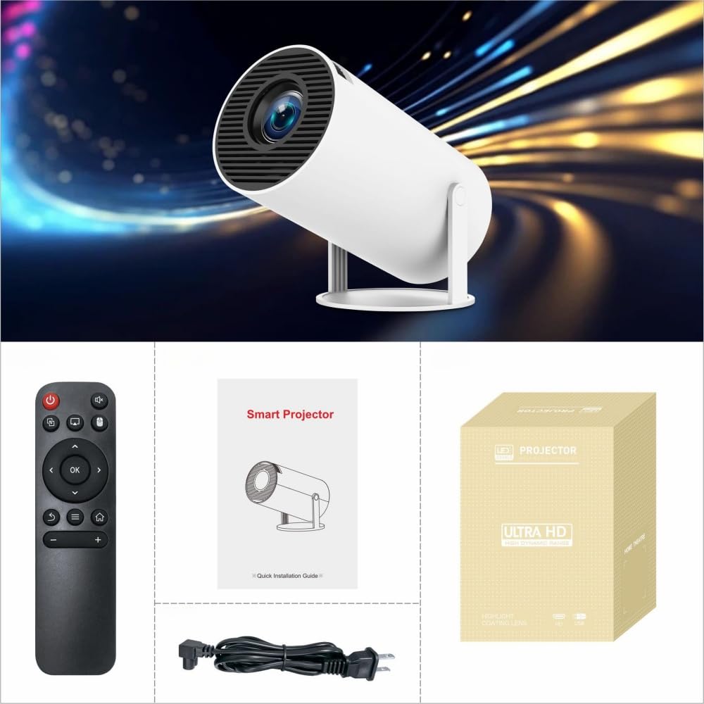 Oklumi - Pivot Projector Mini Proiettore 4K, WiFi 6 BT5, Portatile, 180° Rot, 130 pollici Schermo Home Theater, per l'uso all'aperto e in viaggio