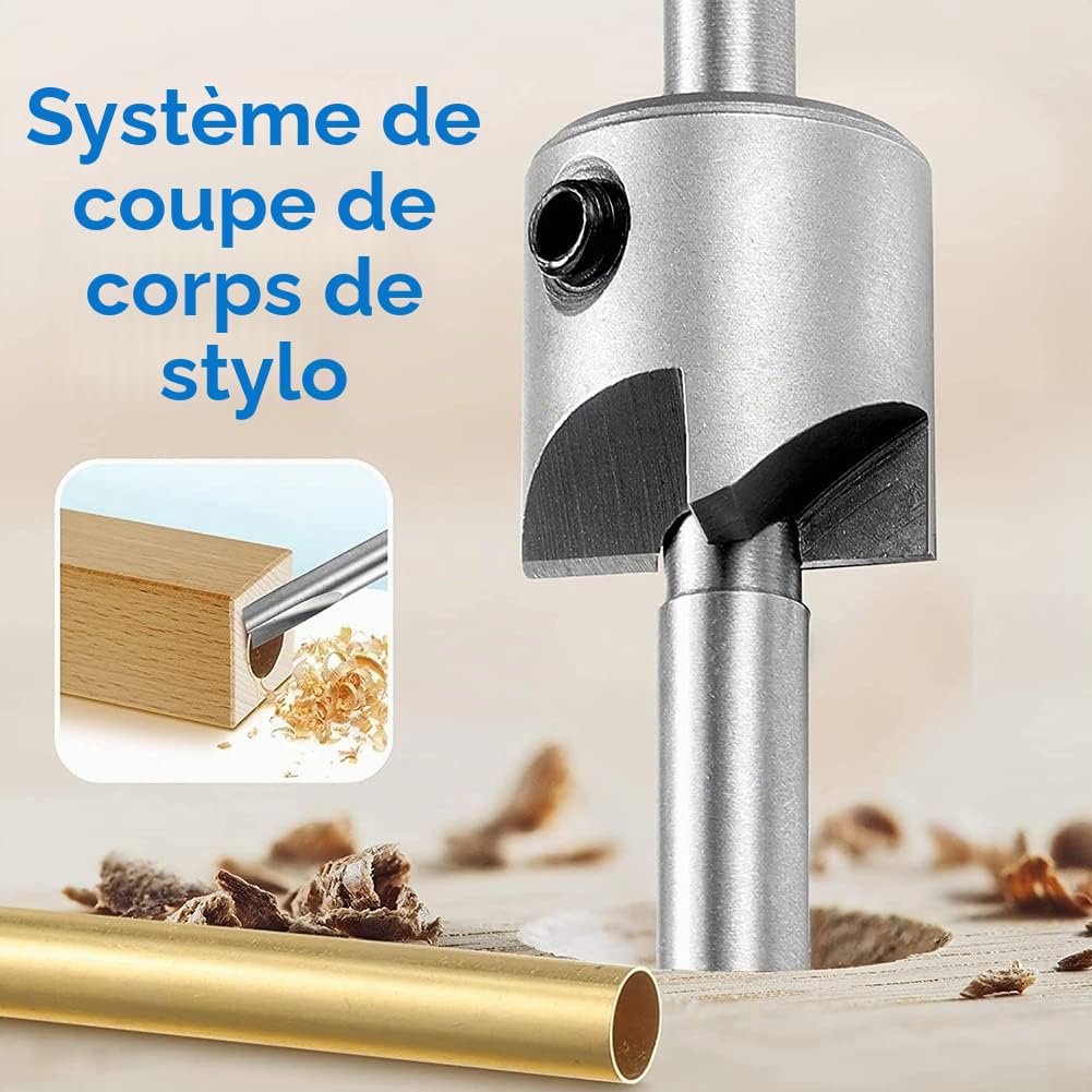 Kit de fabrication de stylos avec tige et porte-stylo - Mandrin de tournage en bois pour la fabrication de stylos - Accessoires de tour à bois