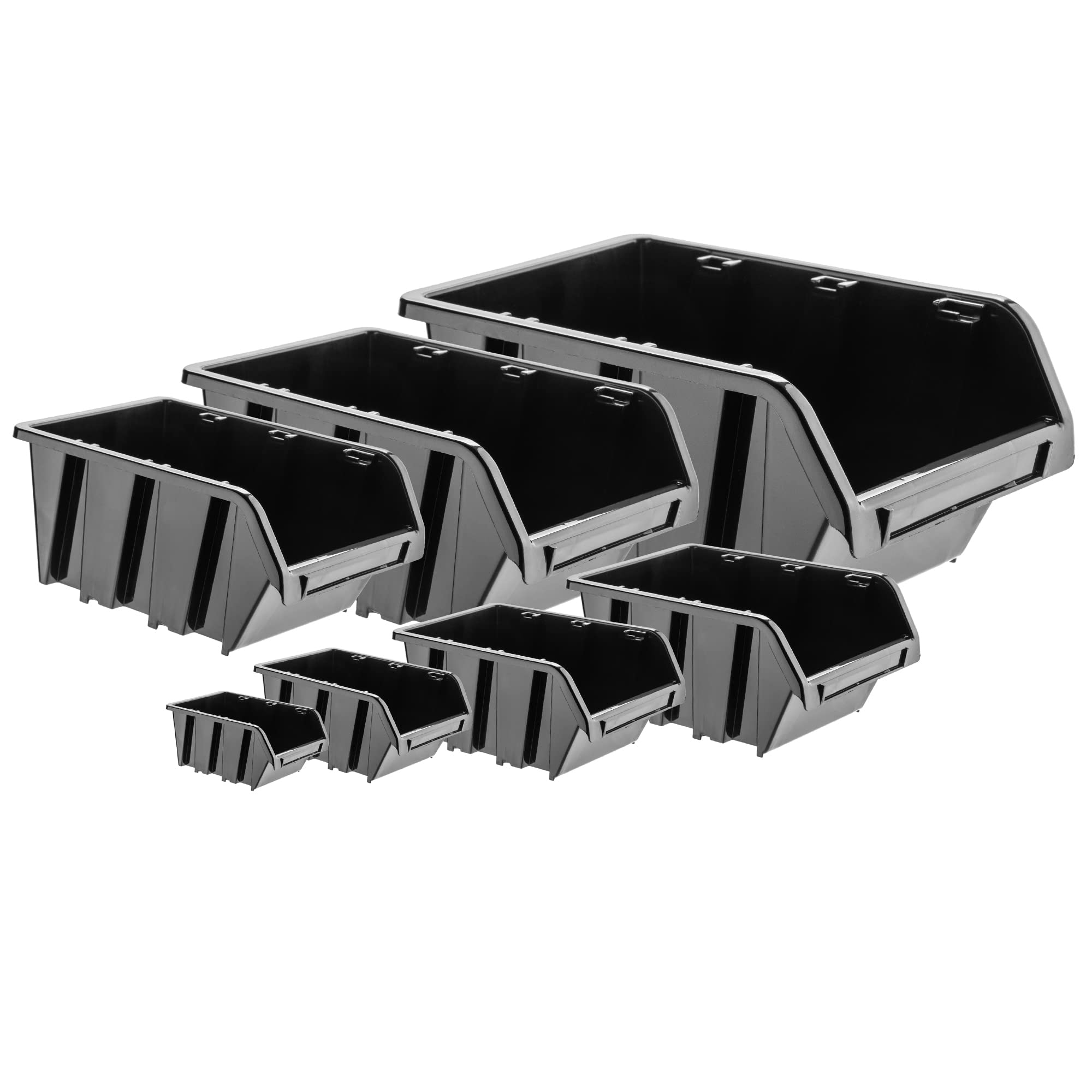 KADAX Contenitori Impilabili Per Pannello Porta Attrezzi da Parete, Cassette di Plastica per Minuteria, Scatole per Officina e Garage (10: Nero, 115 x 80 mm)