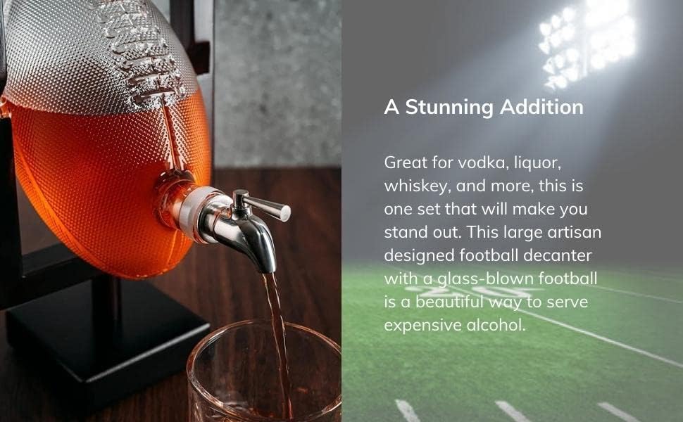 Football Gifts for Men Dad - Whiskey Decanter with Upright Field Goal Holder, Decanter Set & Glasses for Superbowl Party, Birthday Gift Ideas, Daughter Son, Retirement Bar Stuff Father, Him Brother - Image 8