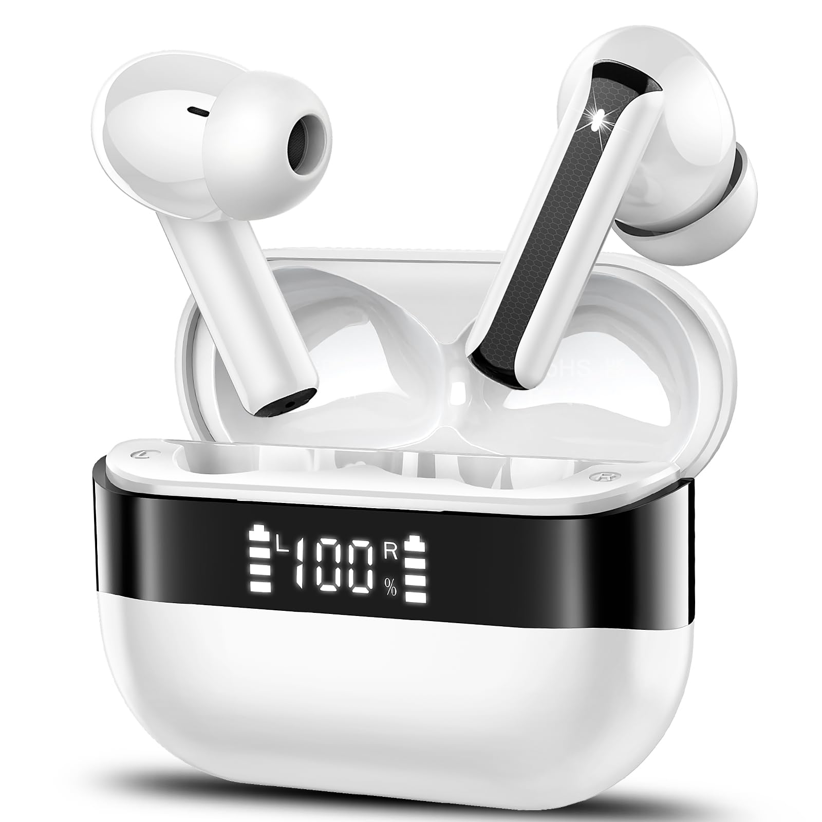 Auricolari wireless, Bluetooth 5.4, stereo HiFi, auricolari Bluetooth con 4 microfoni ENC, 48 ore di riproduzione, auricolari wireless con display a LED, auricolari Bluetooth impermeabili IP7 per