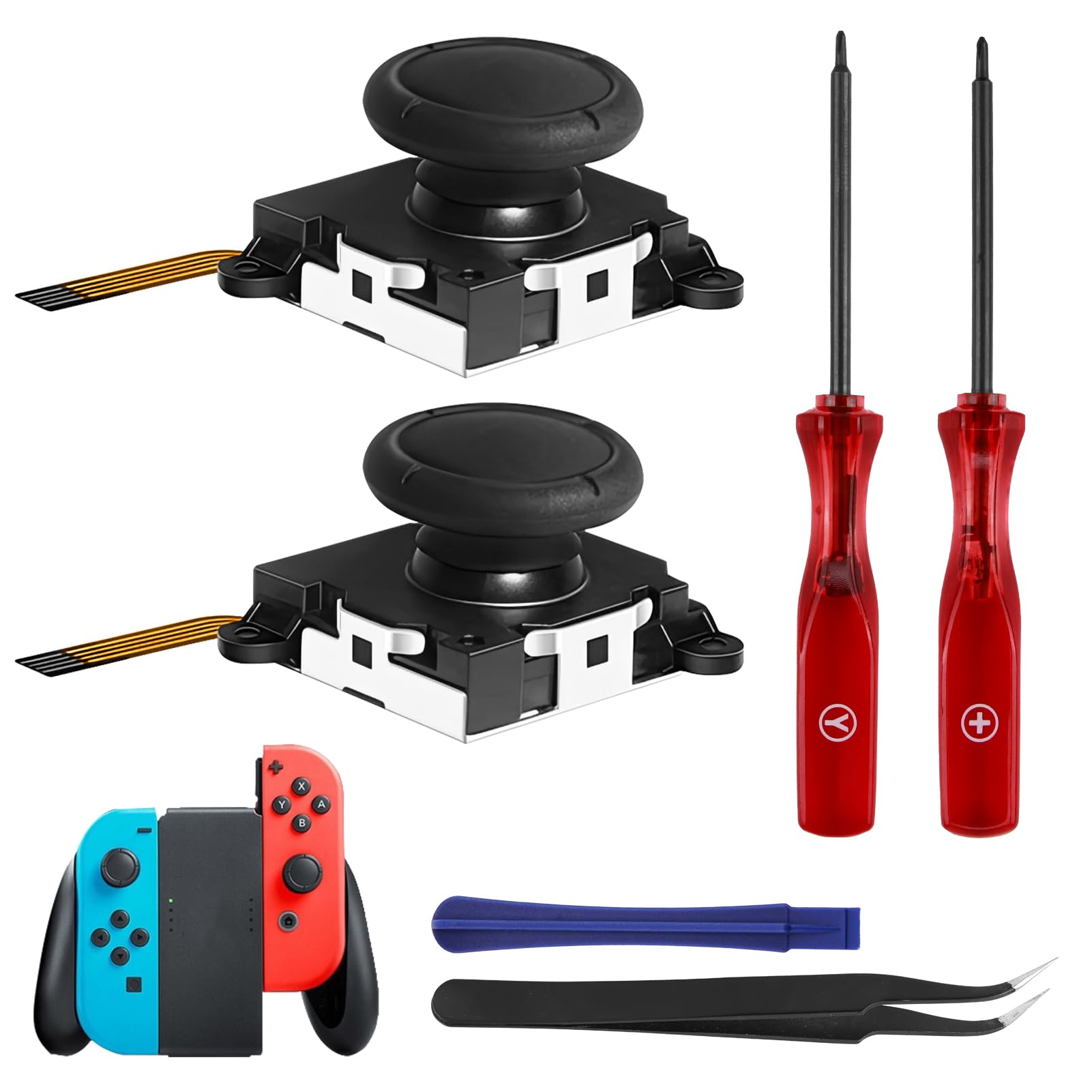 2 Piezas Joysticks 3D TMR de Repuesto para Mandos OLED Lite Joy-Con Kit Reparación Palancas Sin Deriva con Herramientas Incluidas