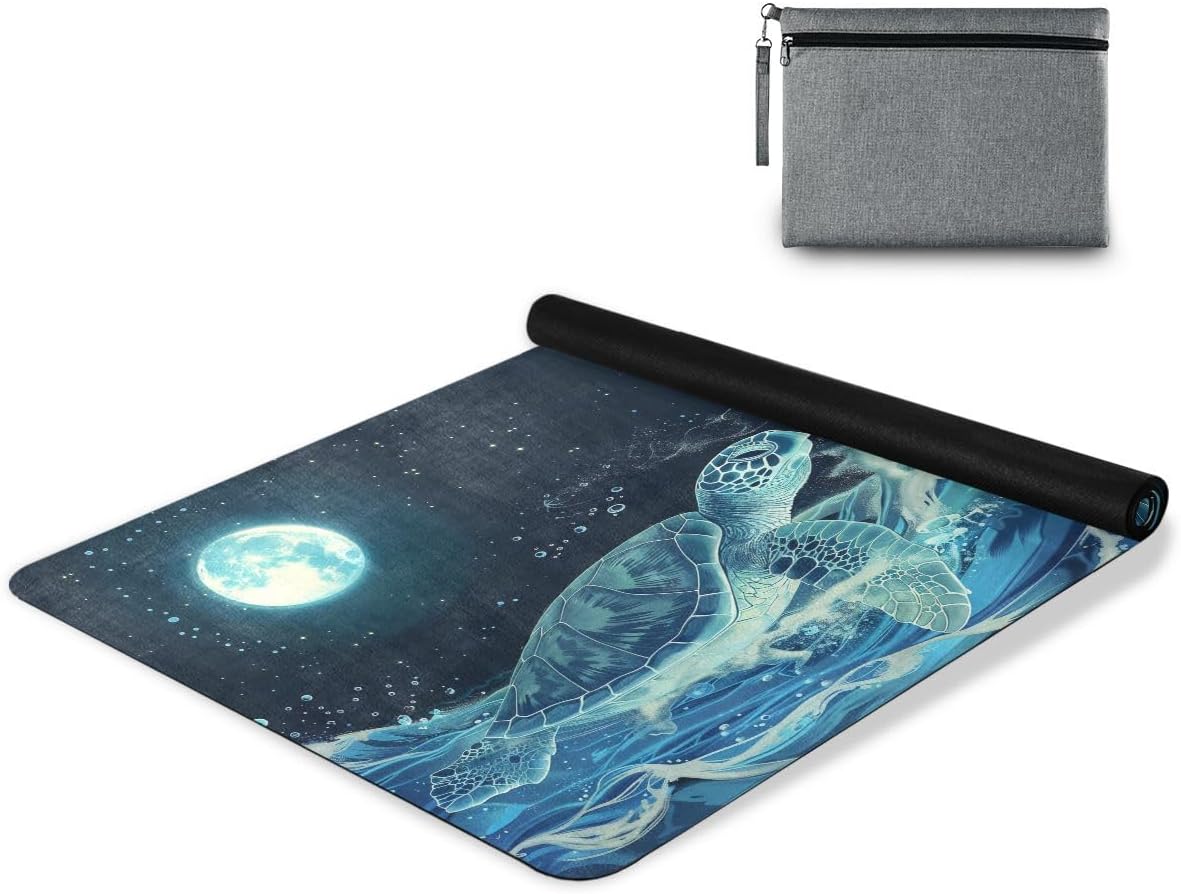 ALAZA Moon Turtle Water Yoga Mat Non Slip Fitness Exercise Mat, Workout Mat for Yoga, Pilates and Floor Exercises
