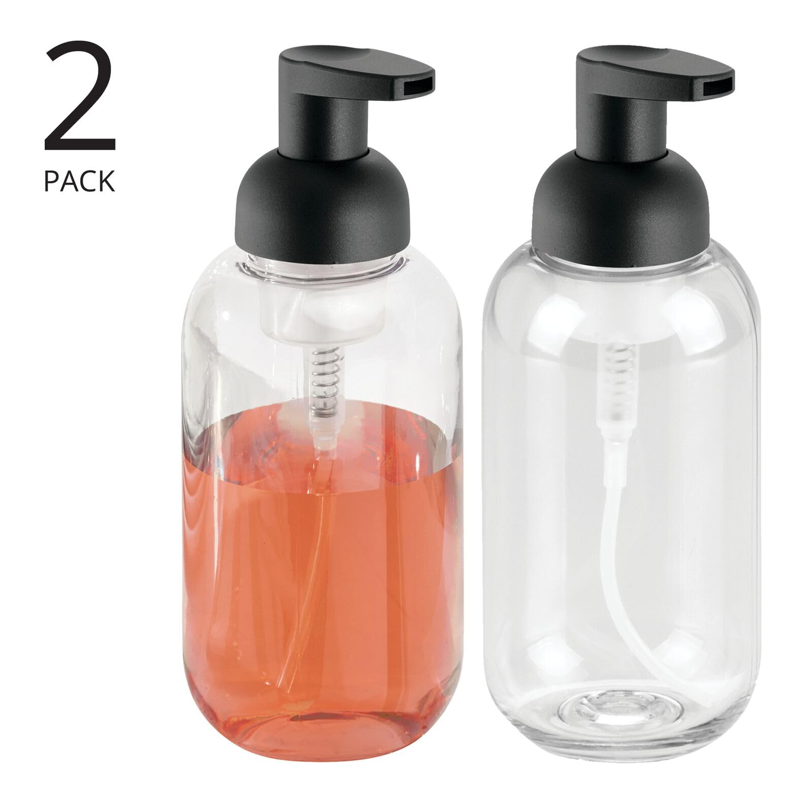 Photo 1 of **DIRTY**
Design Round Plastic Refillable Foaming Soap Dispenser Pump Bottle for Bathroom Vanity Countertop - Vintage-Inspired, Compact Container Design - Twain Collection - 2 Pack - Clear/Matte Black