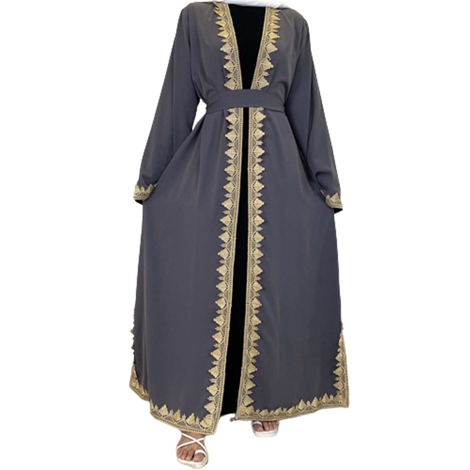 Generic Vestido Boho Chic Mujer Vestido Largo cárdigan Informal con túnica Bordada Musulmana Media Vestidos Verano Mujer 2024 Tallas Gr𝐚nd𝐞s