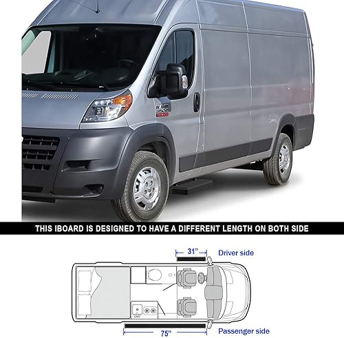 Miniatura 6 de APS Estribos negros prémium de 6 pulgadas compatibles con Ram ProMaster de 118 pulgadas distancia entre ejes 14-23