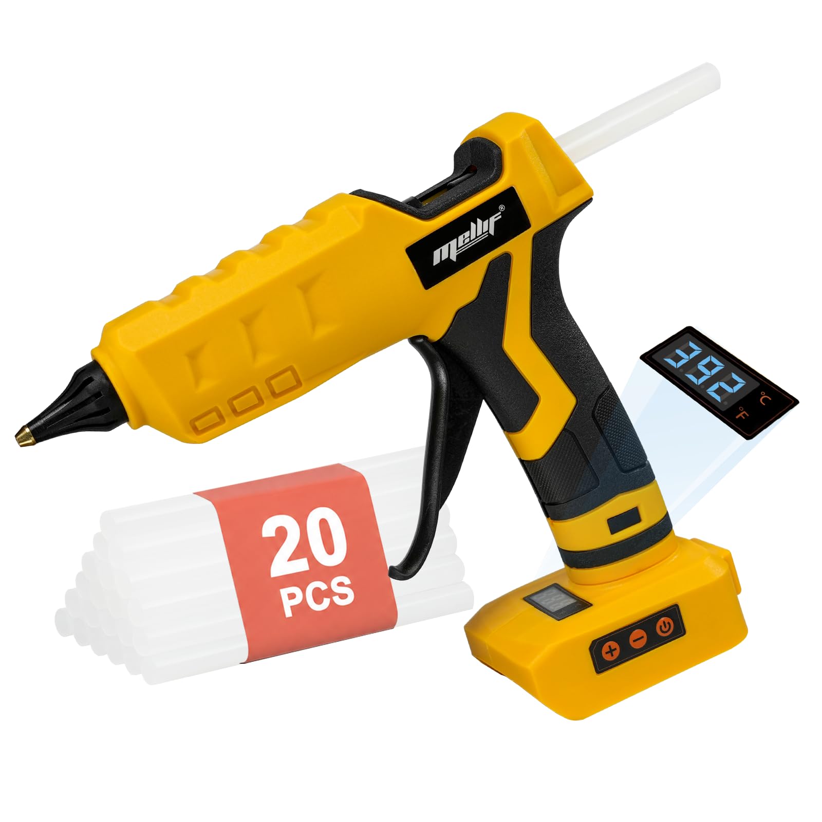Upgraded Cordless Hot Glue Gun Compatible with DeWalt 20V Battery Digital