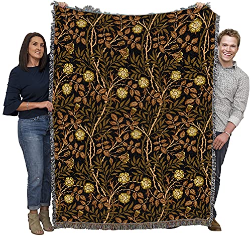 Image of Pure Country Weavers William Morris Sweetbriar Bronze Blanket - Arts & Crafts - Gift Tapestry Throw Woven from Cotton - Made in the USA (72x54)