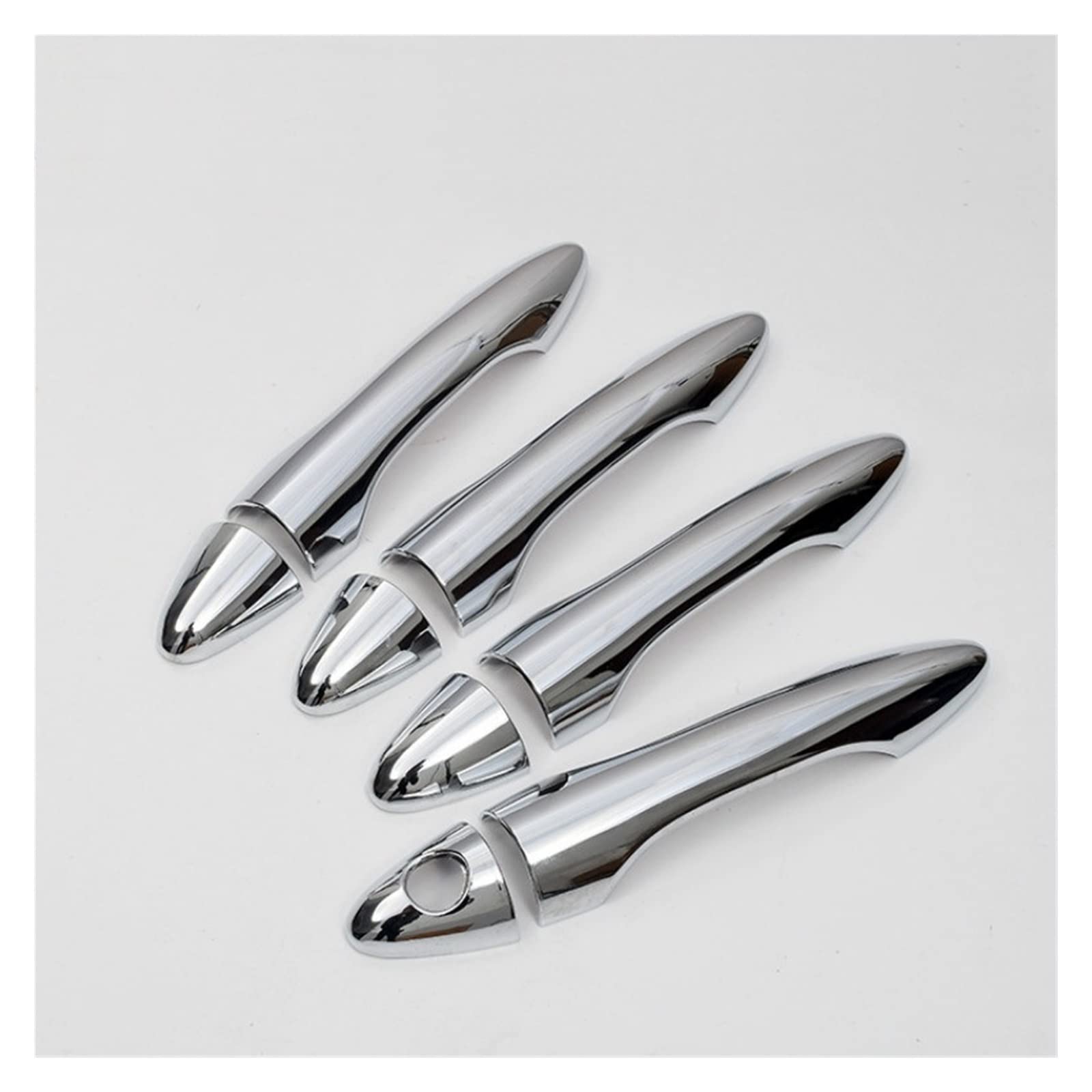 RINKTEEA Exterior Car Door Handle for Hyundai IX35 Tucson 2009-2014 Carbon Fiber Chrome Car Door Handle Cover Trim Sticker Accessories(Silver)