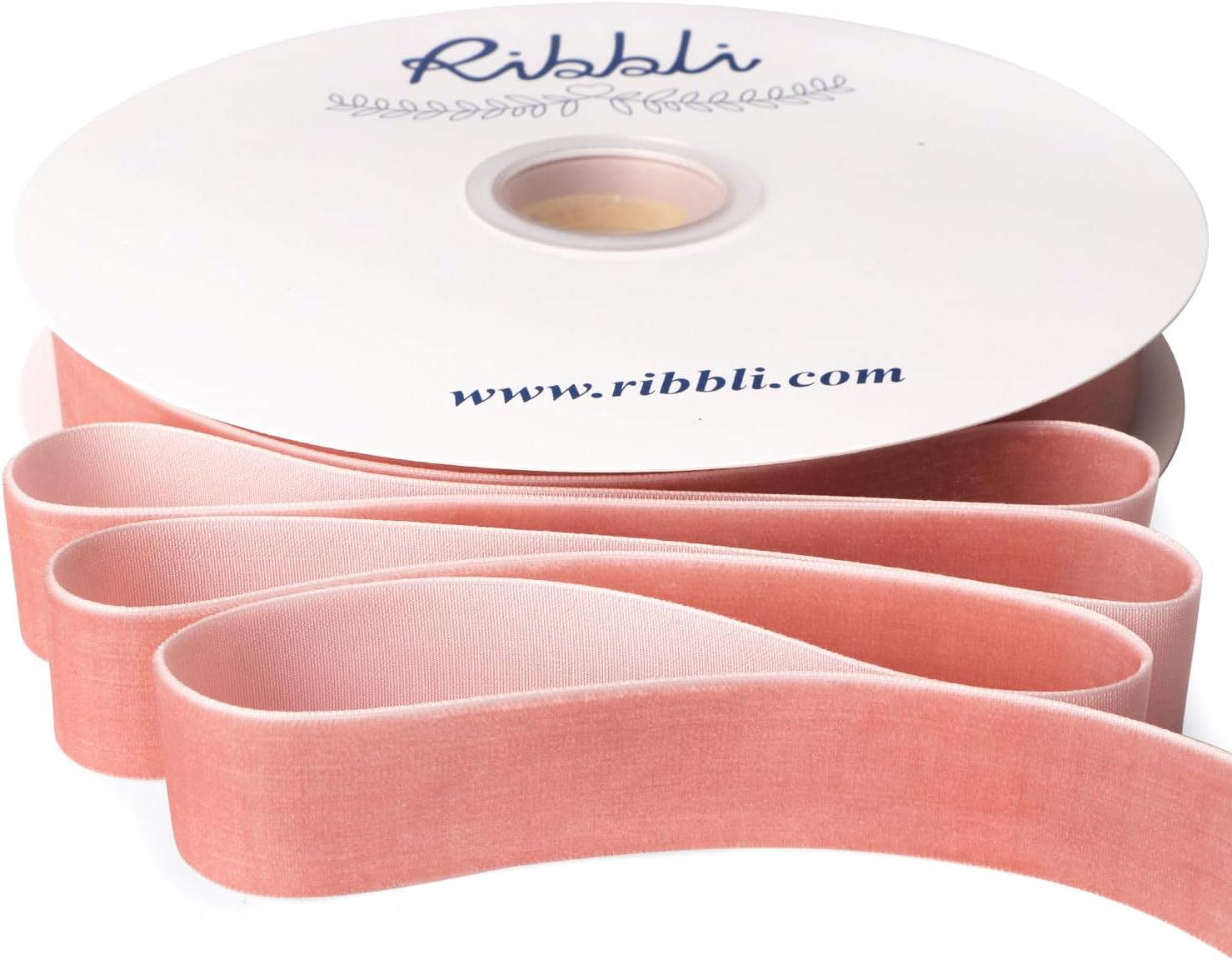Ribbli Rose Gold Velvet Ribbon 1 Inches Continuous 25 Yard Spool Dusty Pink Christmas Ribbon for Gift Wrapping Crafts Home Decor