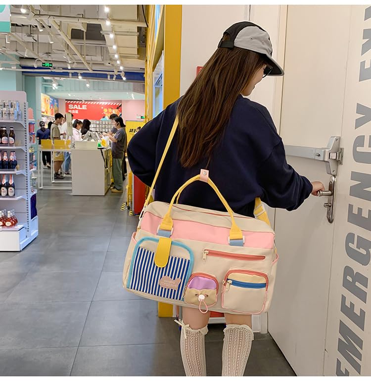 Kawaii Travel Bag Carry on Aesthetic Luggage Duffle Gym Bags for Women Overnight Essentials Cute Y2k Cute (pink,One Size)2