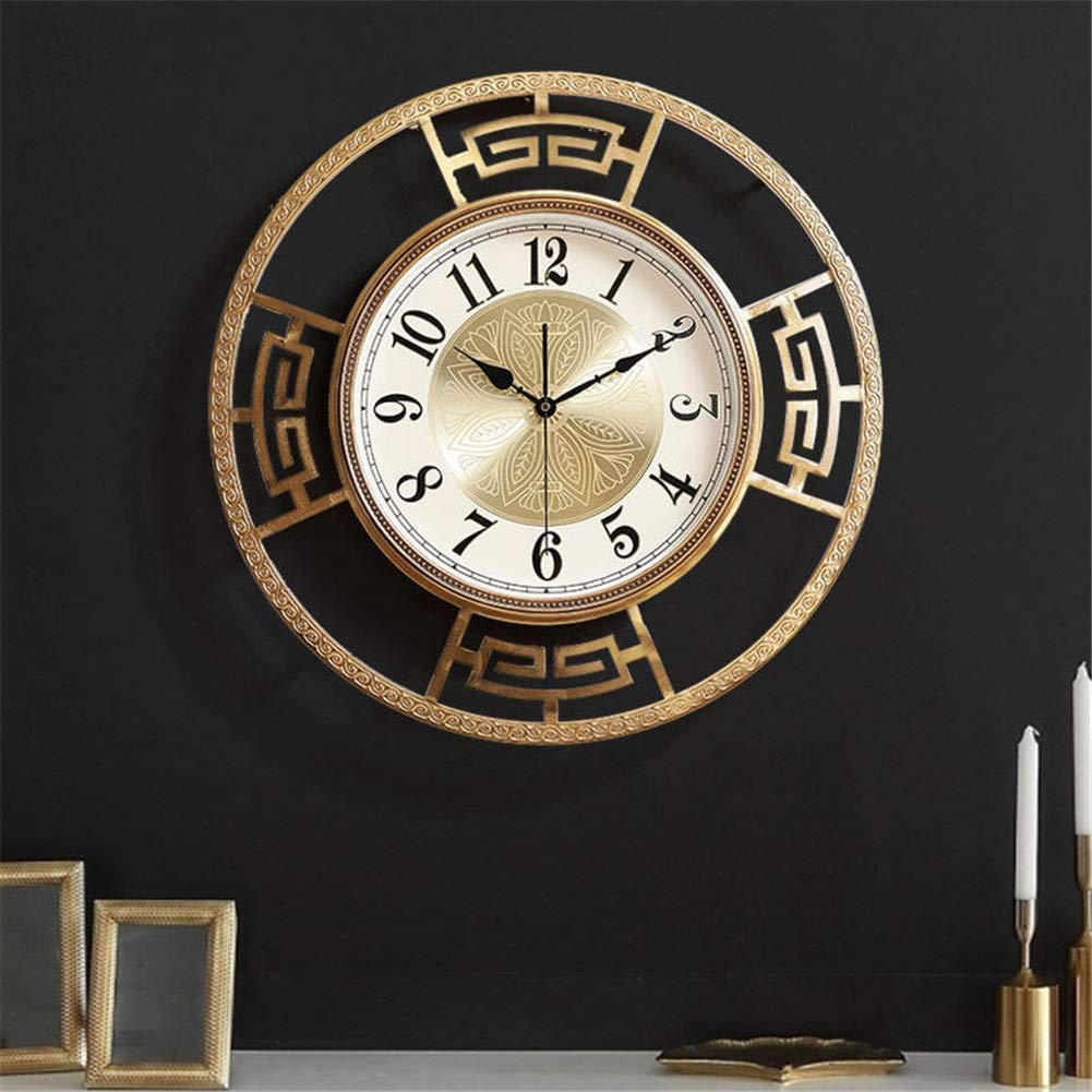 MYUYEE Wall Clocks Italian Living Room Wall Hanging Personality Metal Plated Copper Hanging Watch Clock Atmospheric Wall ation 56cm