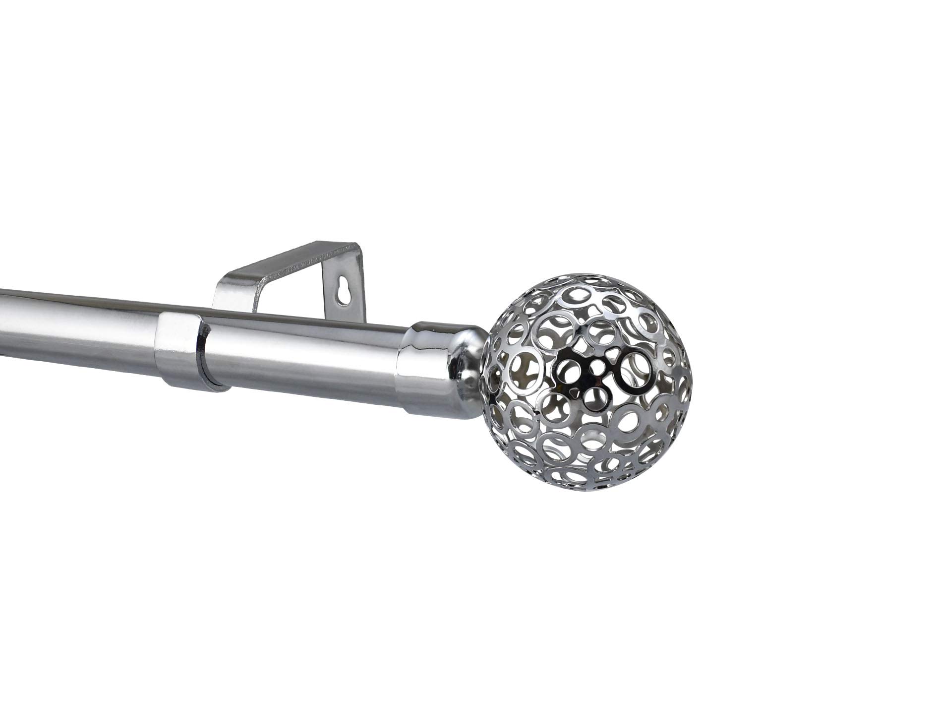 Yho Osaka Without Rings Chrome Extendable Metal Curtain Pole Rod Various Finials 19Mm & 28Mm Diameter (, 28Mm 2M - 3M Extendable)