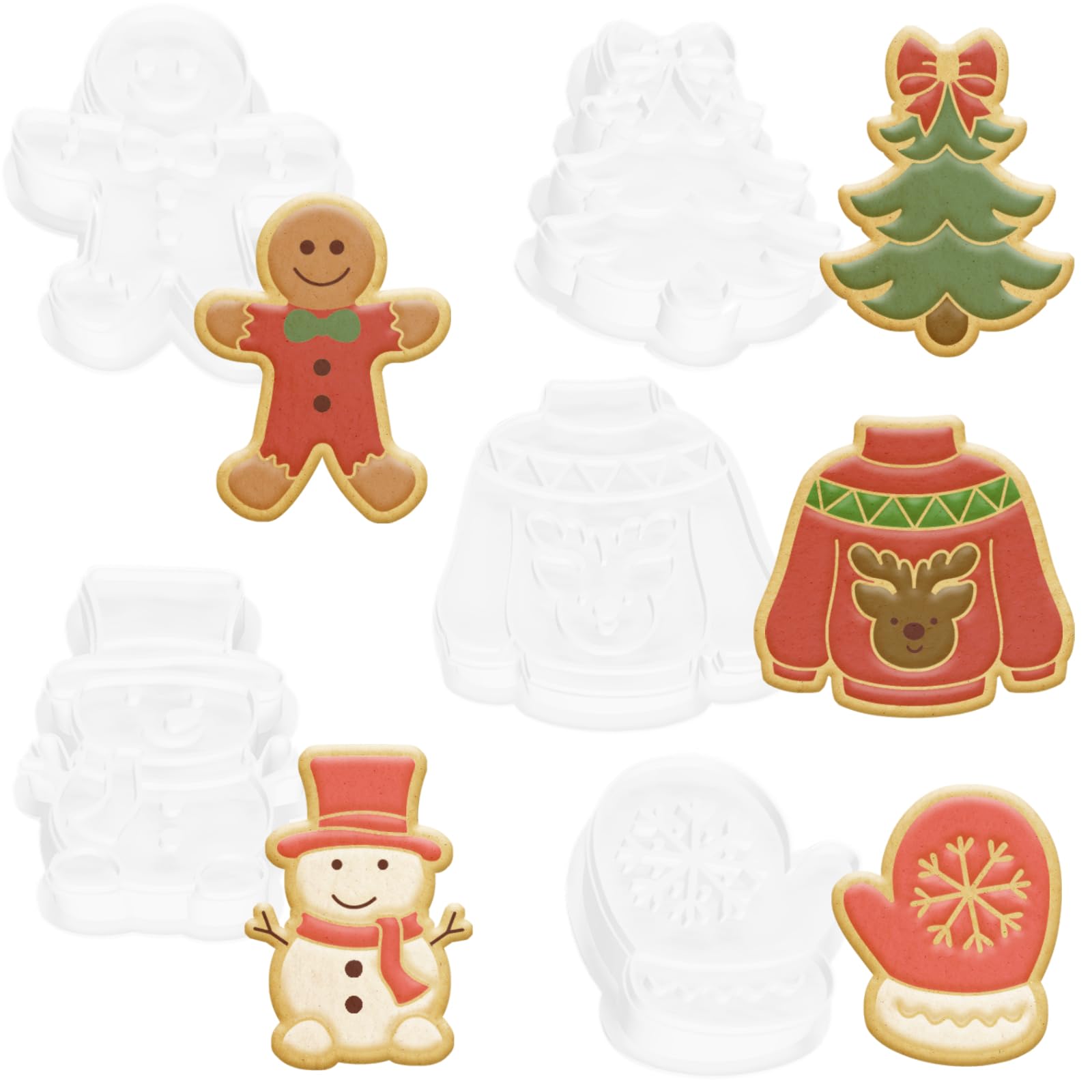 Christmas Cookie Cutters Small Polymer Clay Embossing Molds 5pcs
