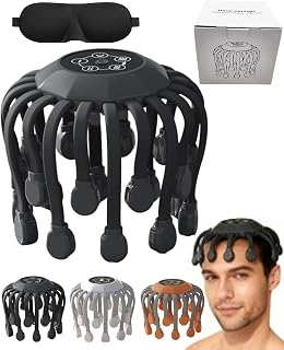 Octorelax Head Massager, 360° Electric Scalp Massager, The Octo Relax Head Massagers with 20 Nodes, 5 Modes & 3 Speeds, Smart Timing, Portable Octopus Head Massager for Scalp Stress Relief (Black)